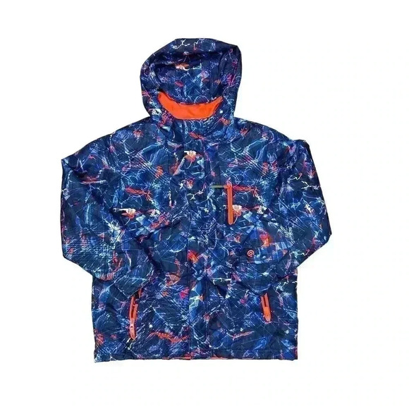 Champion Youth Winter Jacket M Blue/Orange Abstract Print Hooded Ski Snowboard - Picture 1 of 6